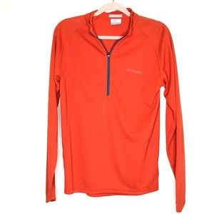 COLUMBIA long sleeve mens shirt top orange 1/4 zip INSECT BLOCKER
